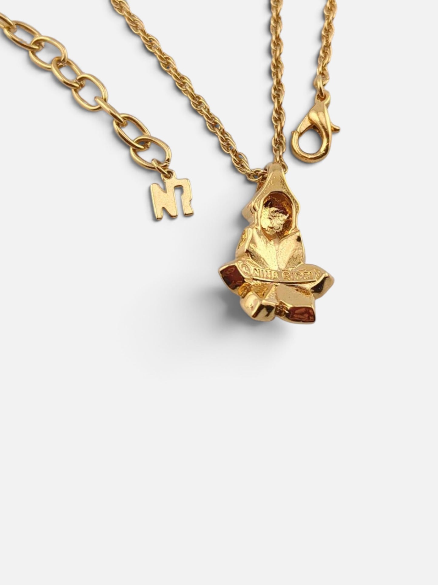 Vintage Nina Ricci Gold Plated Crystal Flower Necklace | 1990s