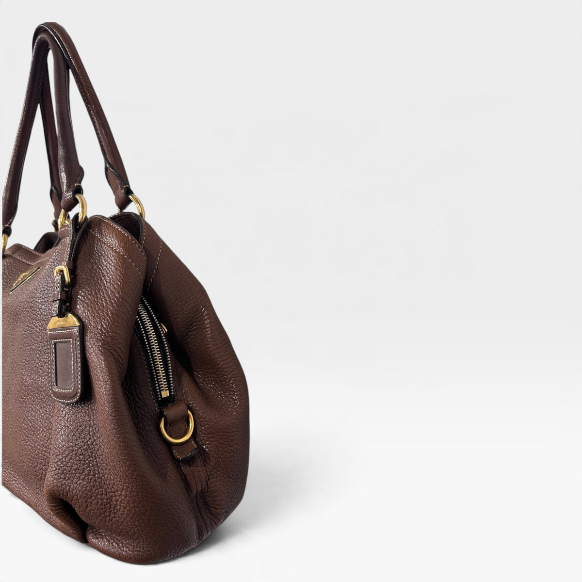 Vintage Prada Brown Leather Shoulder Bag | Early 2000s
‫