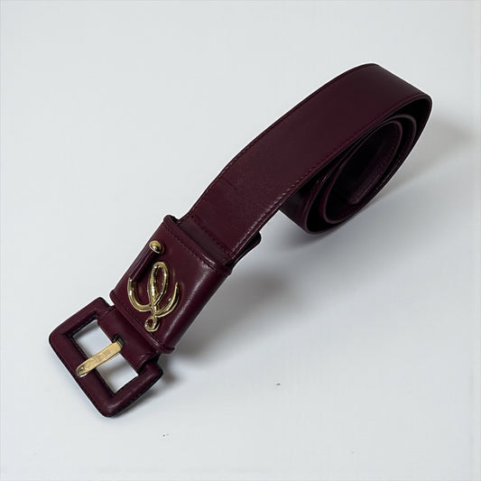 Vintage Loewe Burgundy Leather Anagram Belt