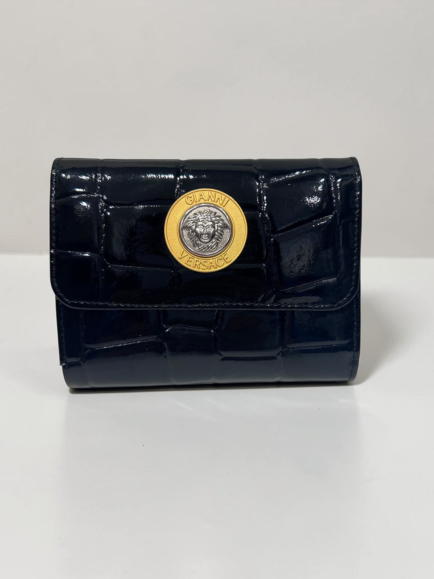 Gianni Versace Croc-Embossed Patent Leather Wallet |1990s