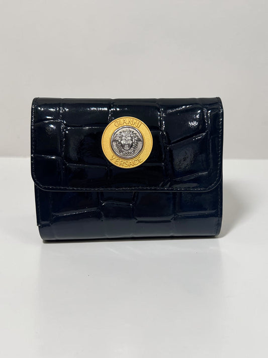 Gianni Versace Croc-Embossed Patent Leather Wallet |1990s