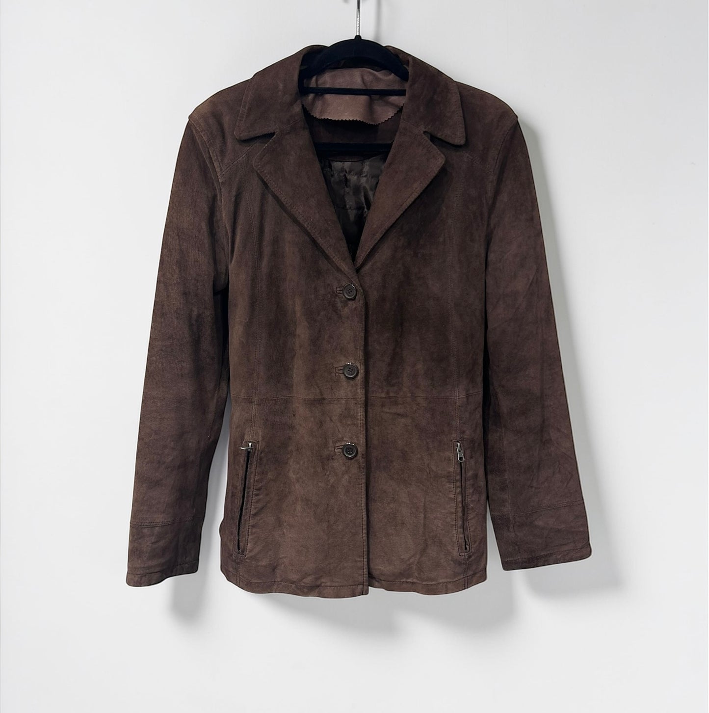 Vintage Brown Suede Belted Leather Jacket – Tailored Fit| Early 2000s