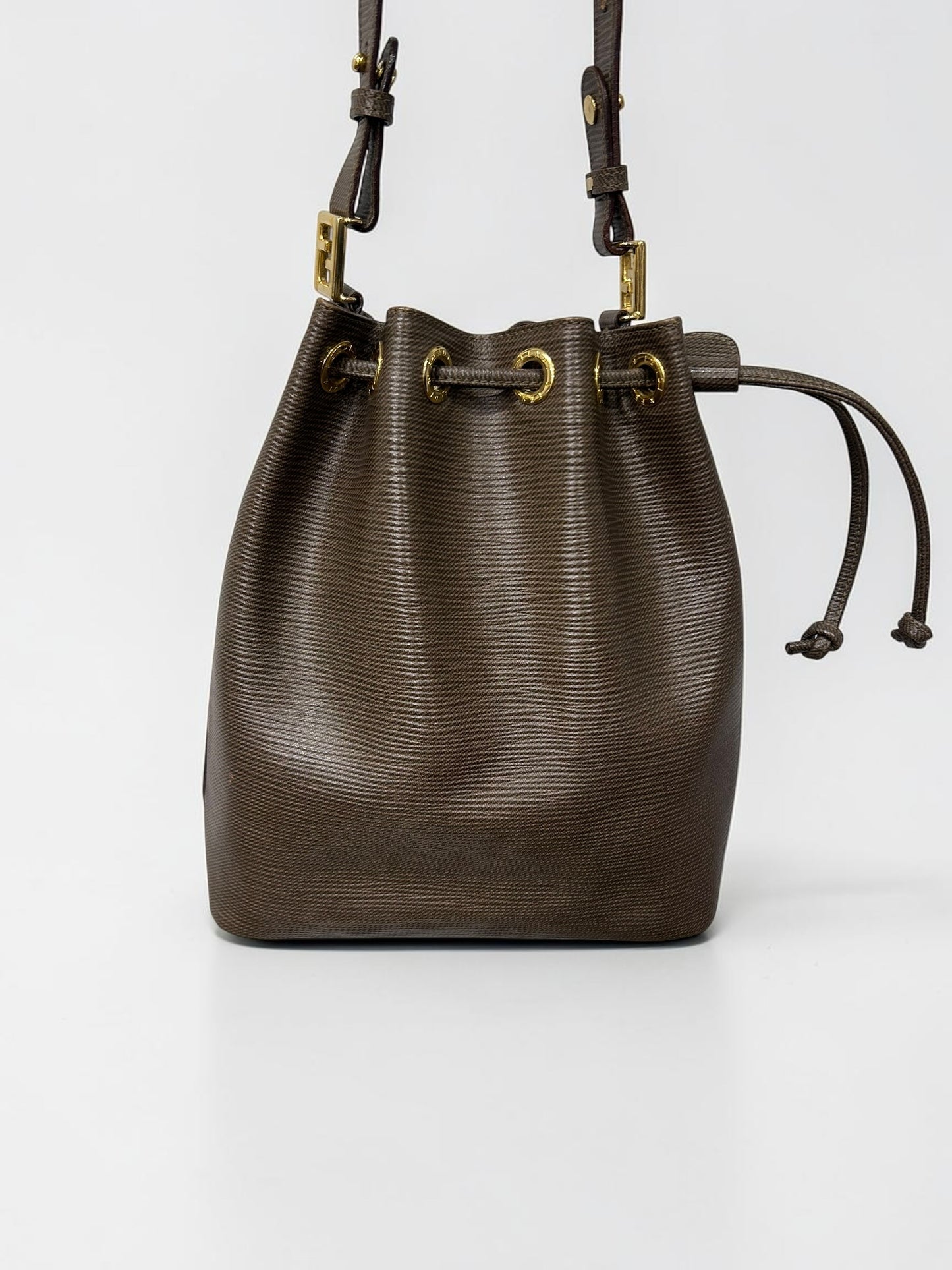 Vintag Fendi  Brown Leather Bucket Bag| Late 90s–Early 2000