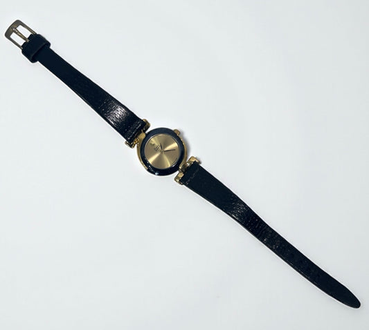 Linika Genève Swiss Made Black & Gold Vintage Watch