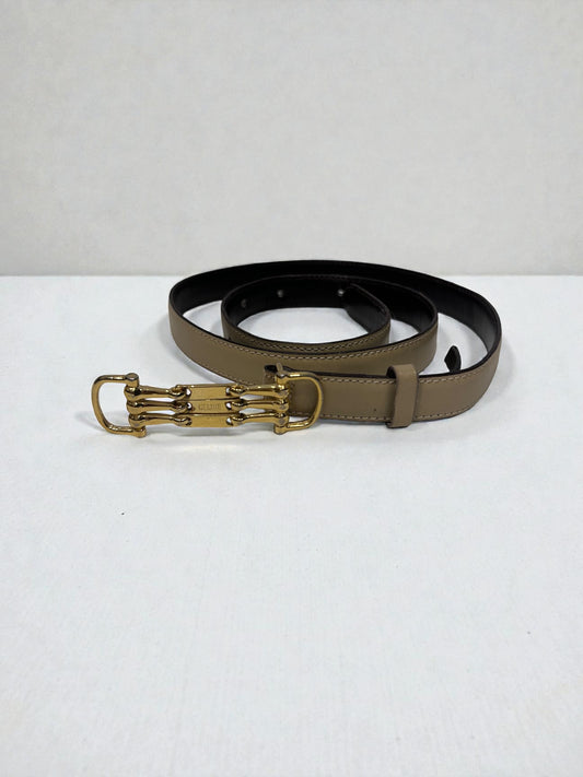 Vintage Céline Leather Belt with Gold Horsebit Buckle| 1980s