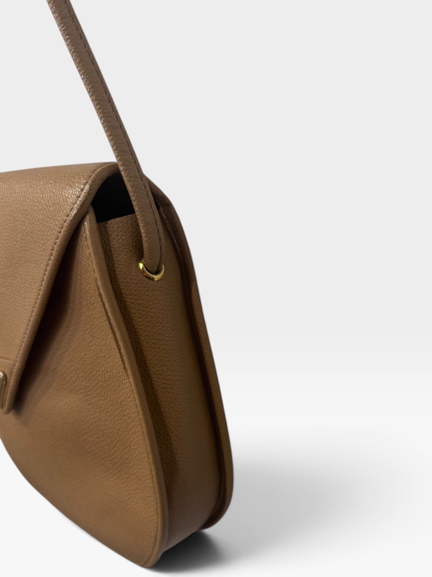 Vintage Yves Saint Laurent Beige Leather Crossbody Bag| 1990s