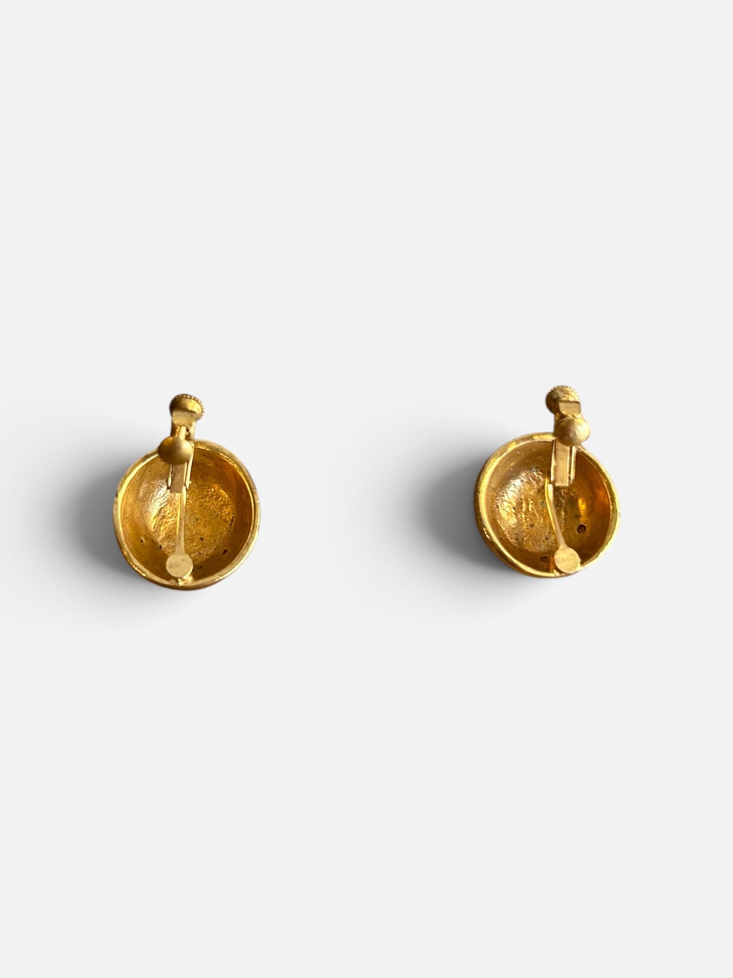 Vintage Gold Plated Star Cabochon Clip-On Earrings| 1980s