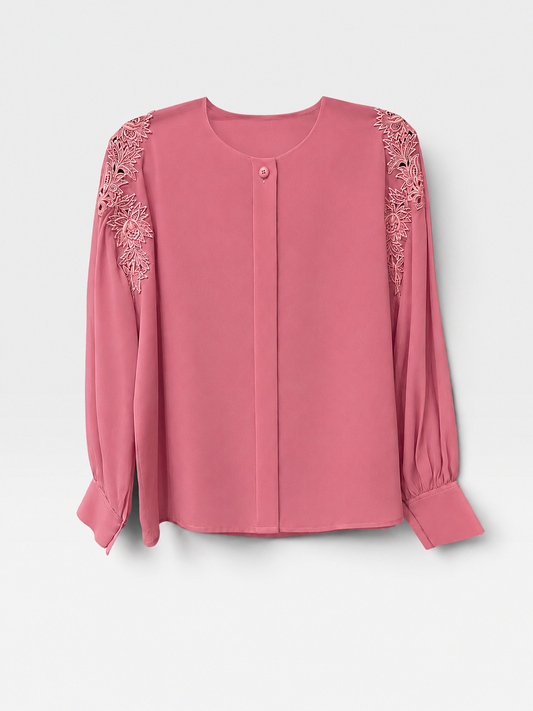 Vintage Christian Dior Pink Cotton Lace Blouse| 2004