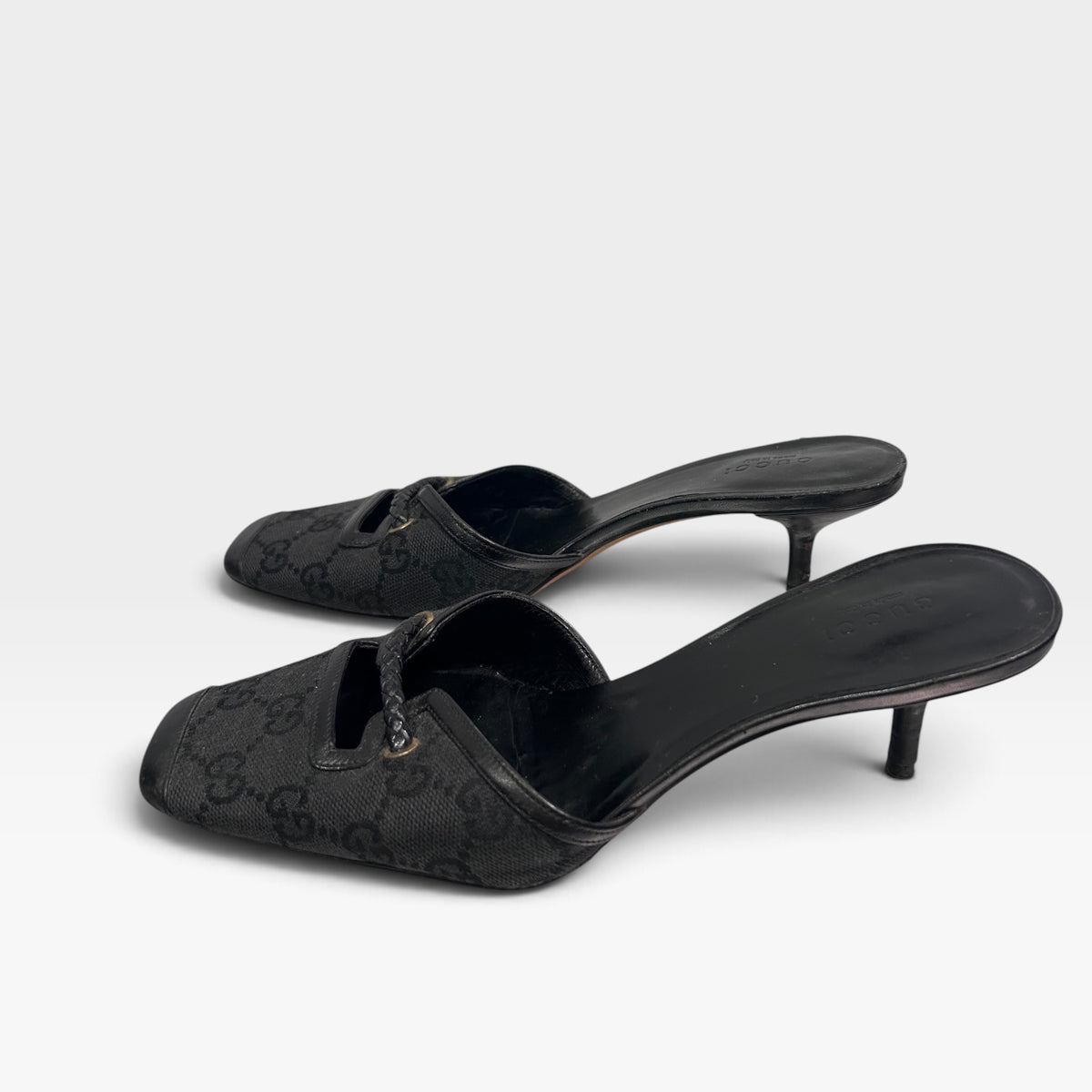 Vintage Gucci Black Kitten Heel Mules | Early 2000s, Tom Ford Era