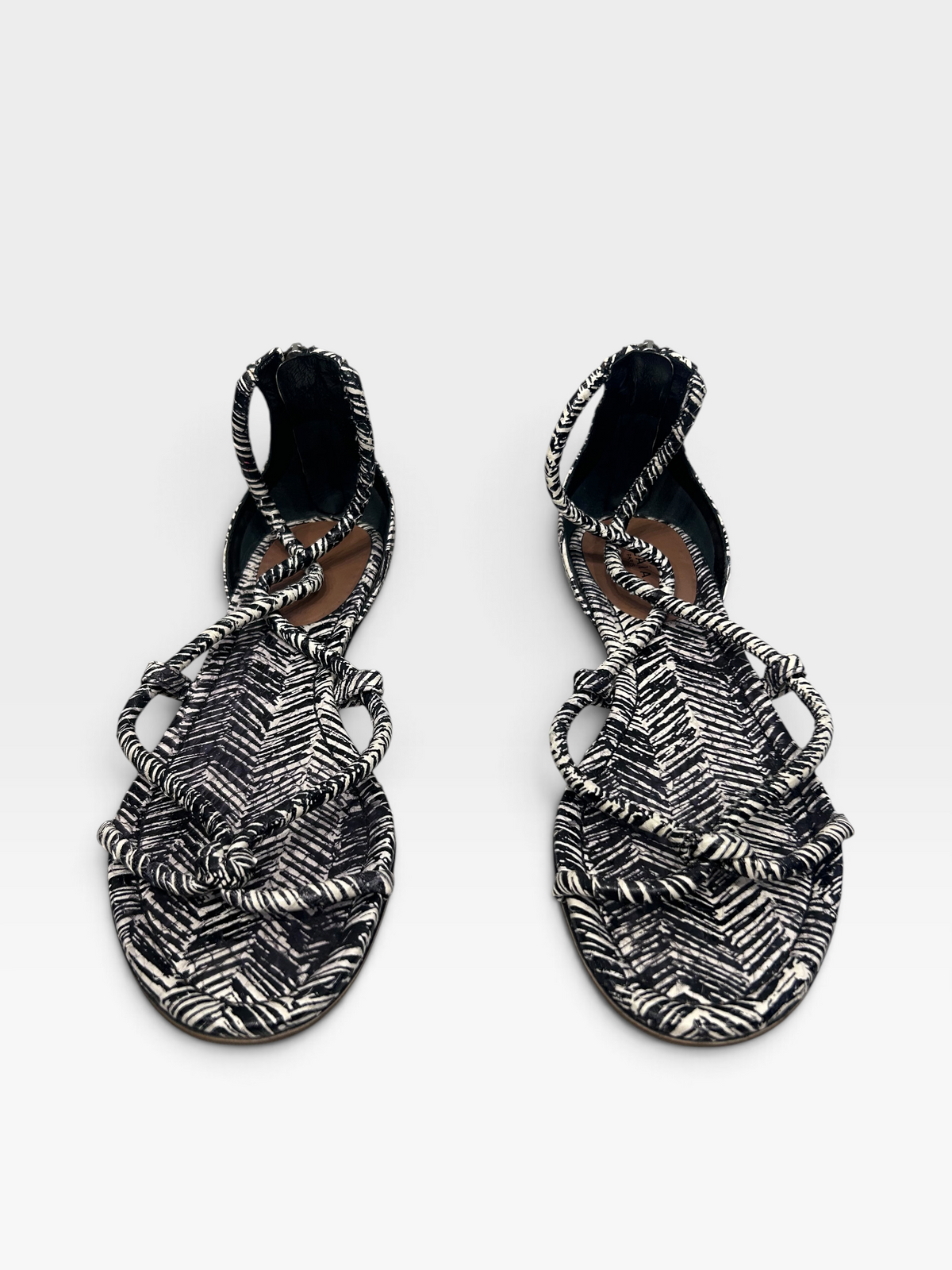 Alaïa Paris Black & White Braided Flat Sandals| 2010