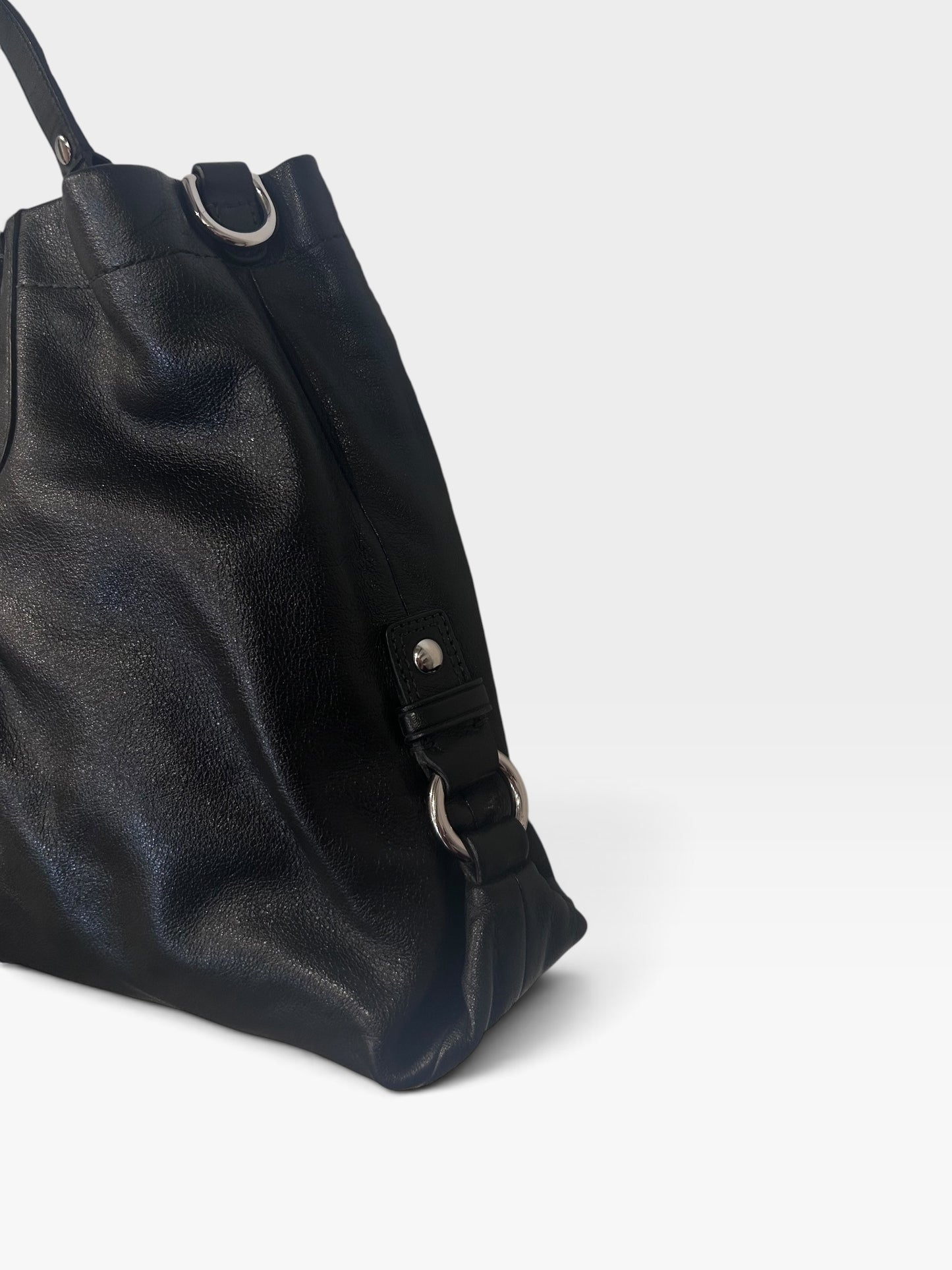 Vintage Coach Black Leather Tote Bag|Early 2000s