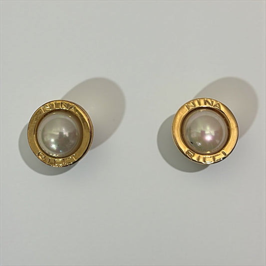 80’s Nina Ricci Paris Pearl Clip-On Earrings