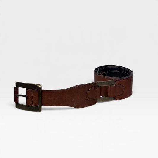 Vintage D&G Brown Leather Statement Belt | Early 2000s