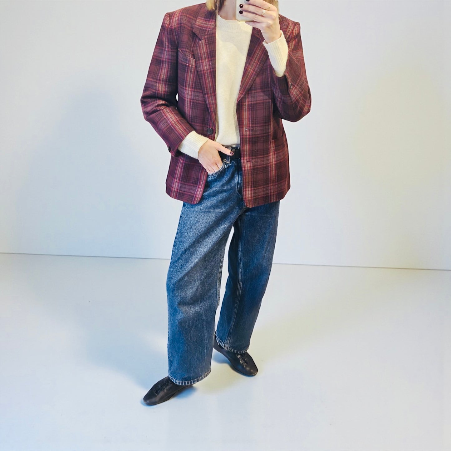 Vintage Paul Lemaire Plaid Wool & Cashmere Blazer