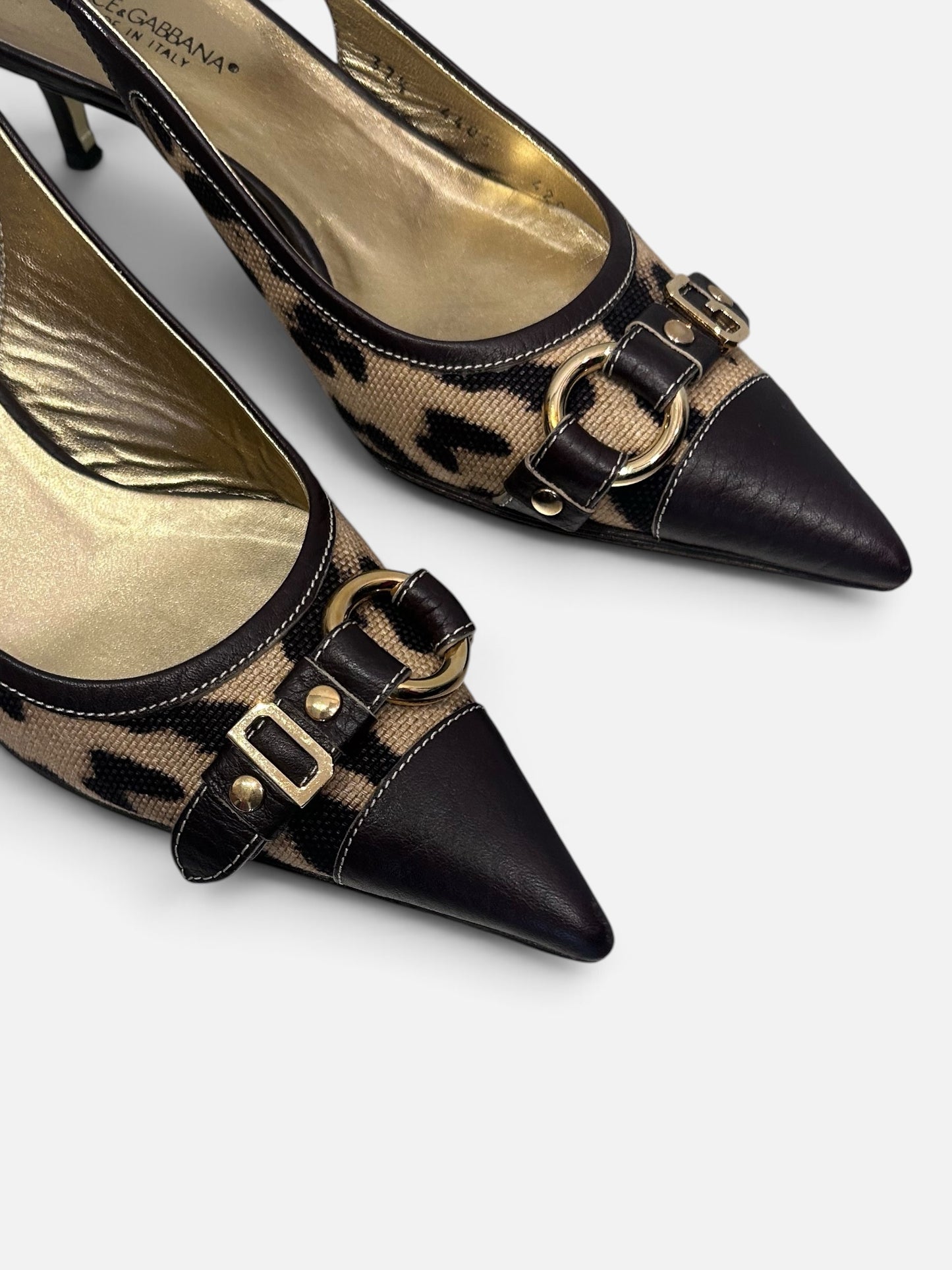 Vintage Dolce & Gabbana Leopard Slingback Heels| Early 2000s