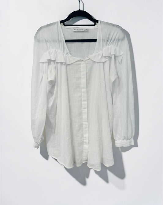 See by Chloé White Ruffle Blouse