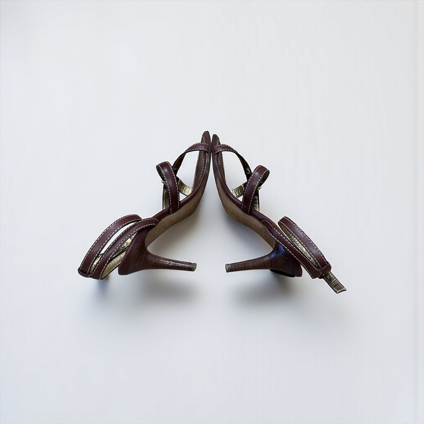 Vintage Celine brown Leather Strappy Heels |Early 2000s