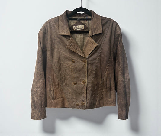 Vintage Brown Distressed Leather Jacket