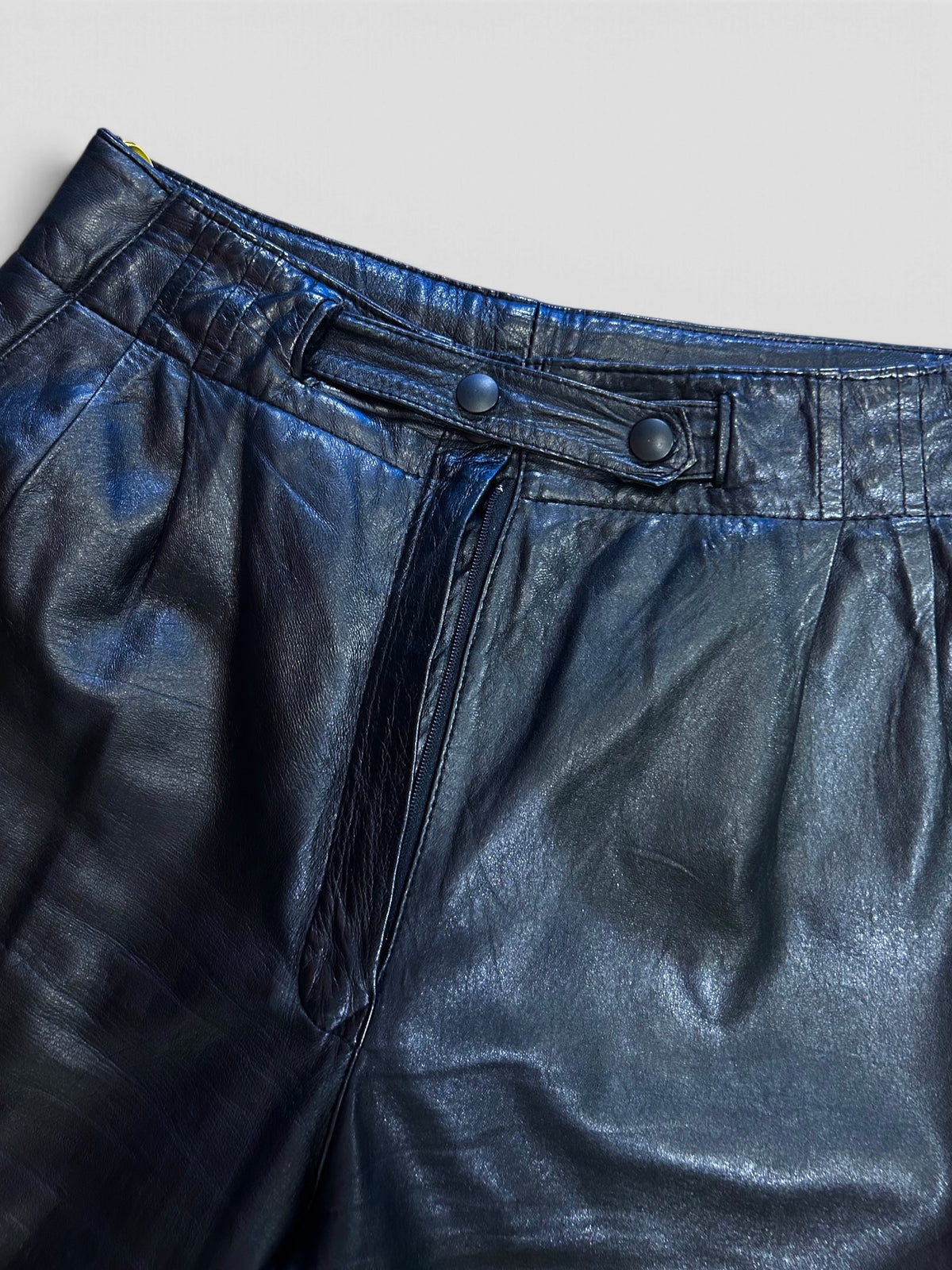 Vintage Black Leather High-Waisted Trousers| 1980s