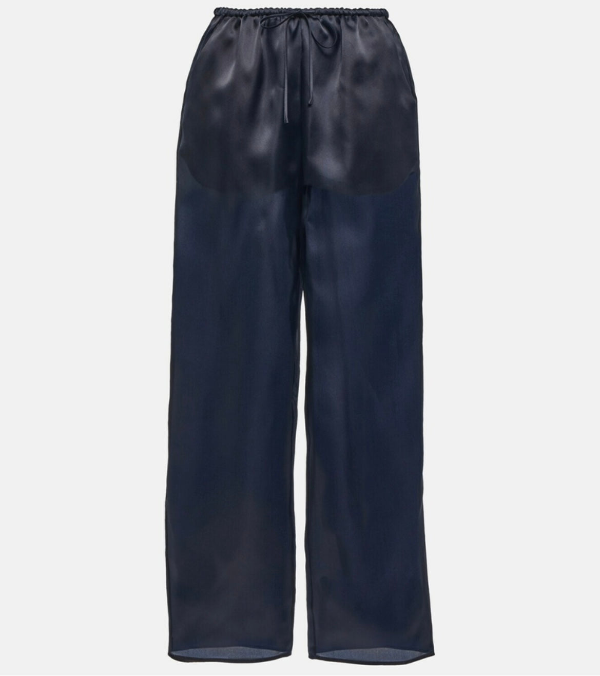 Toteme Dark Blue Silk Organza Wide-Leg Pants