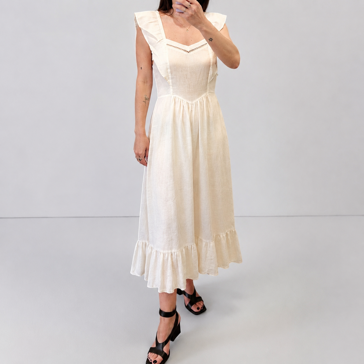 Archive Gottex Israel Cotton Ruffle Dress|Circa 1978–1984