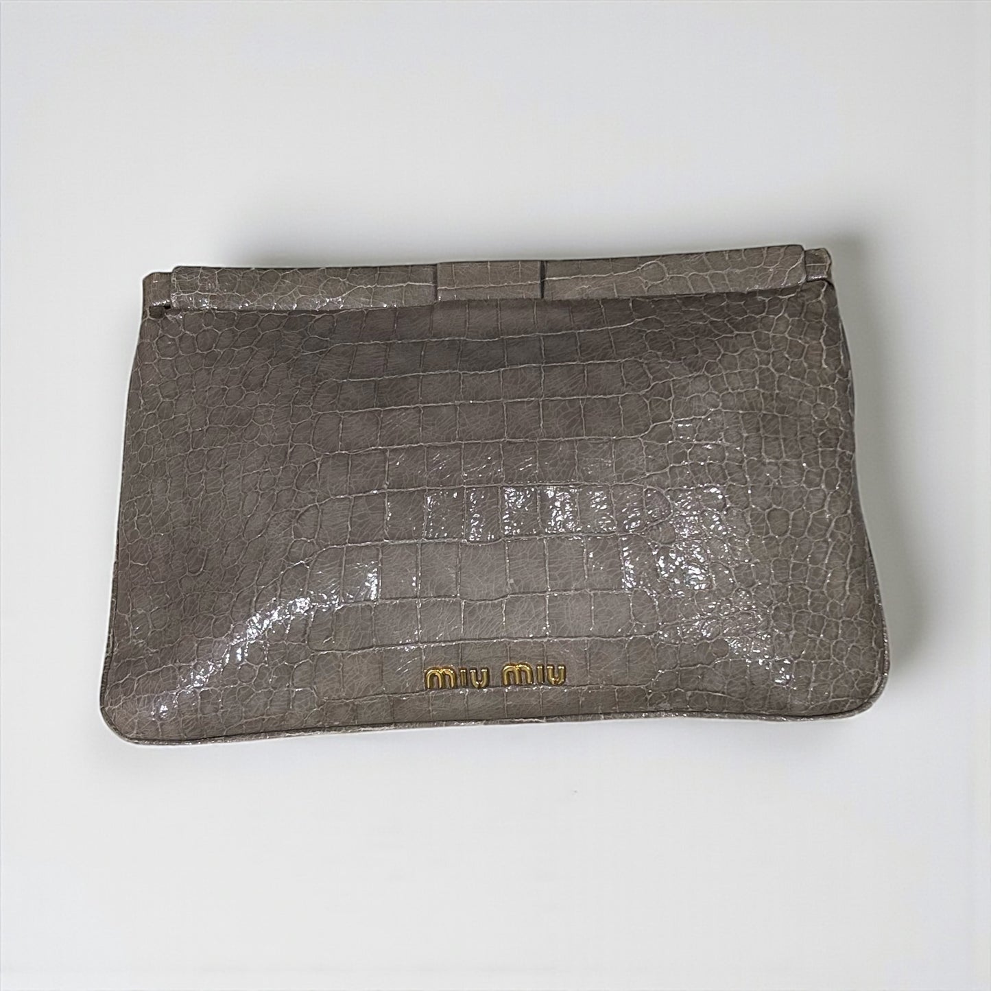 Vintage Miu Miu Croc-Embossed Leather Clutc ,Early 2000