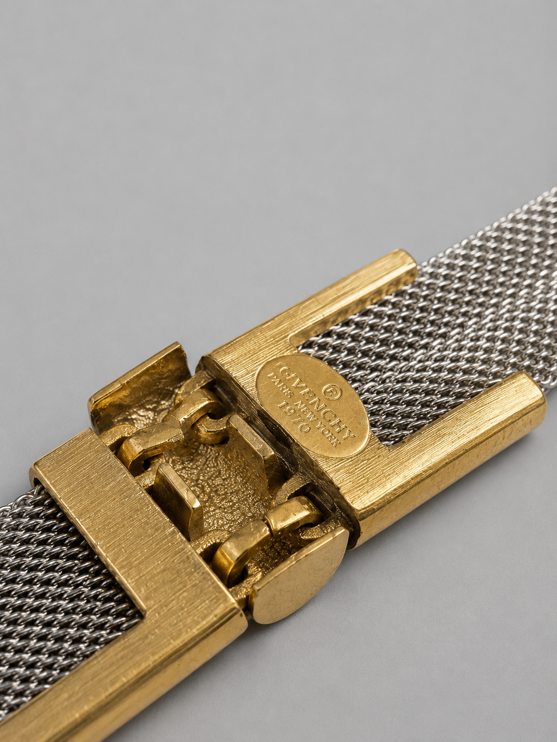 Vintage Givenchy Two-Tone Mesh Greek G Bracelet|1978