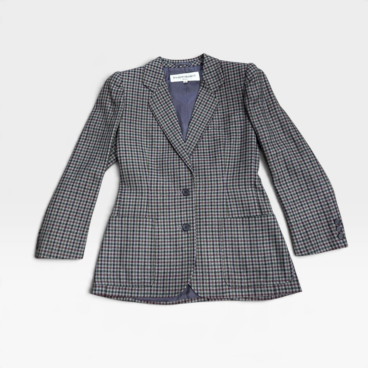 Vintage Yves Saint Laurent Wool Check Blazer | Late 1980s–Early 1990s