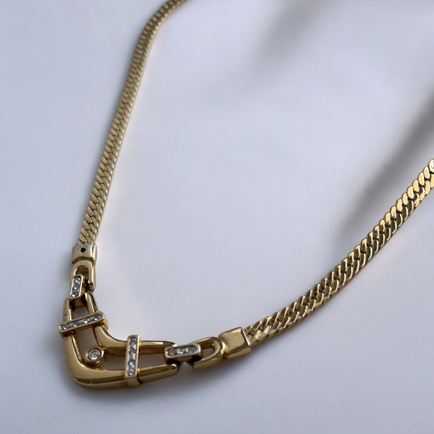 Vintage Gold Plated Necklace with Sculptural Center Detail