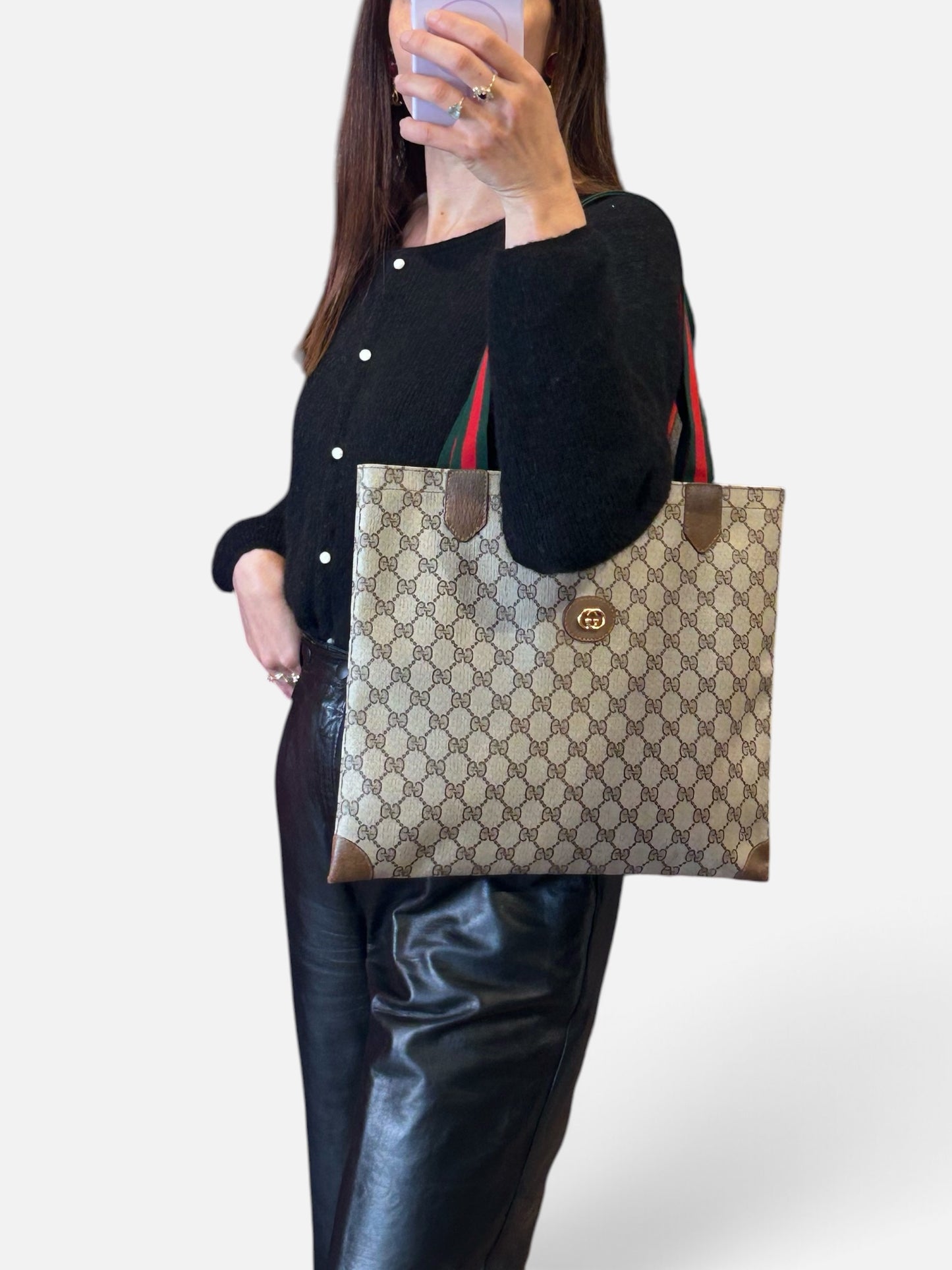 Vintage Gucci Web Stripe Tote Bag| Late 1980s