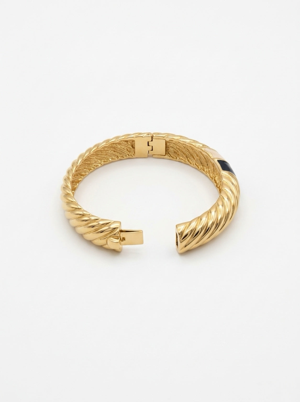 Vintage Gold Plated Twisted Enamel Bangle| 1990s