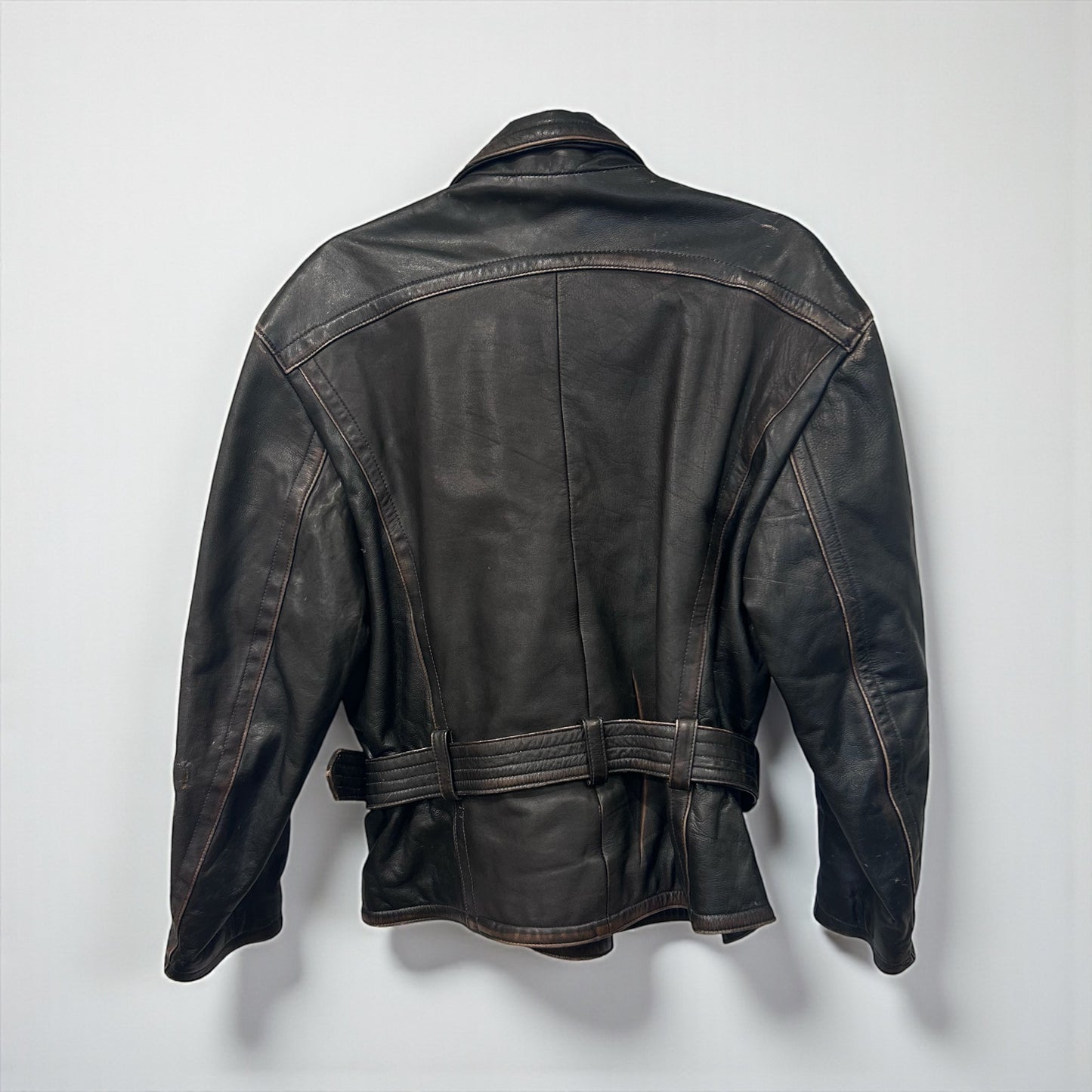 Vintage Tailored Leather Jacket with Belt | 1980s