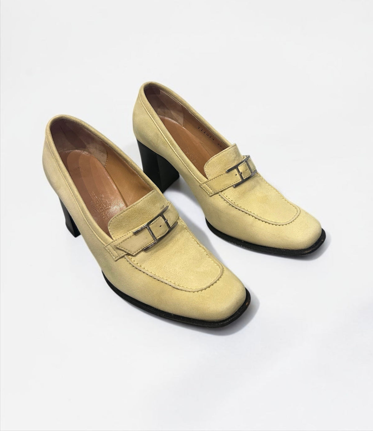Vintage Hermès Suede Loafer Pumps with H Buckle | Early 2000s
