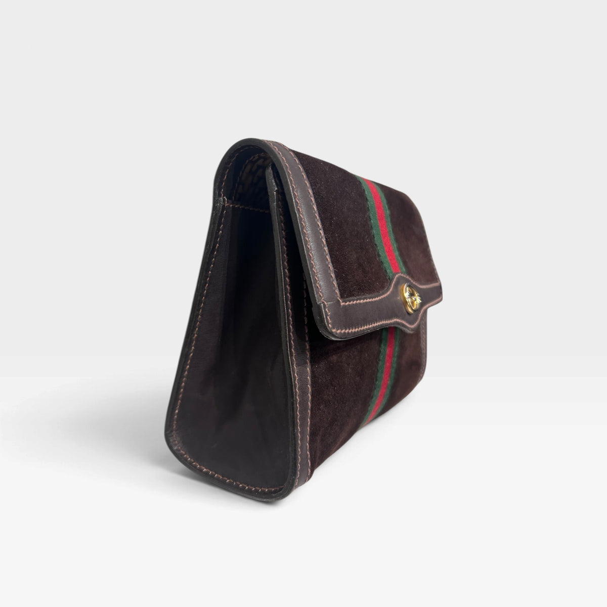 Vintage Gucci Parfums Brown Suede Clutch | Late 1970s