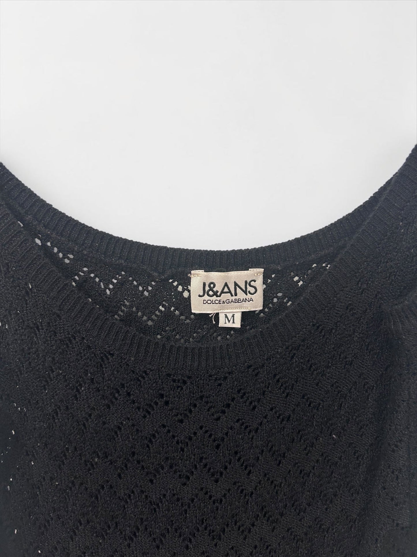 Vintage Dolce & Gabbana J&ANS Black Open-Knit Sleeveless Top| Late 1990s