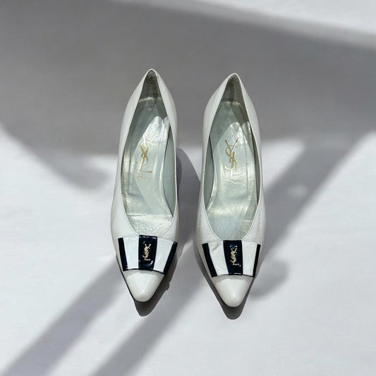 Vintage Yves Saint Laurent White Leather Shoes | Late 90s| Tom Ford Era