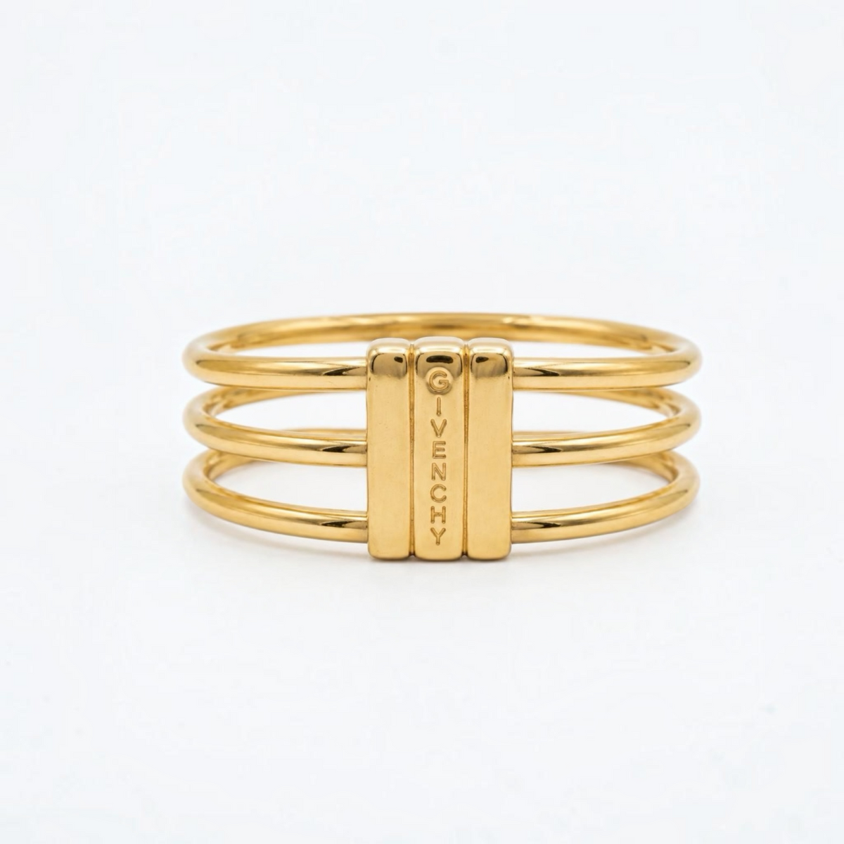 Vibes Givenchy Gold-Plated Triple Row Bangle Bracelet | 1990s