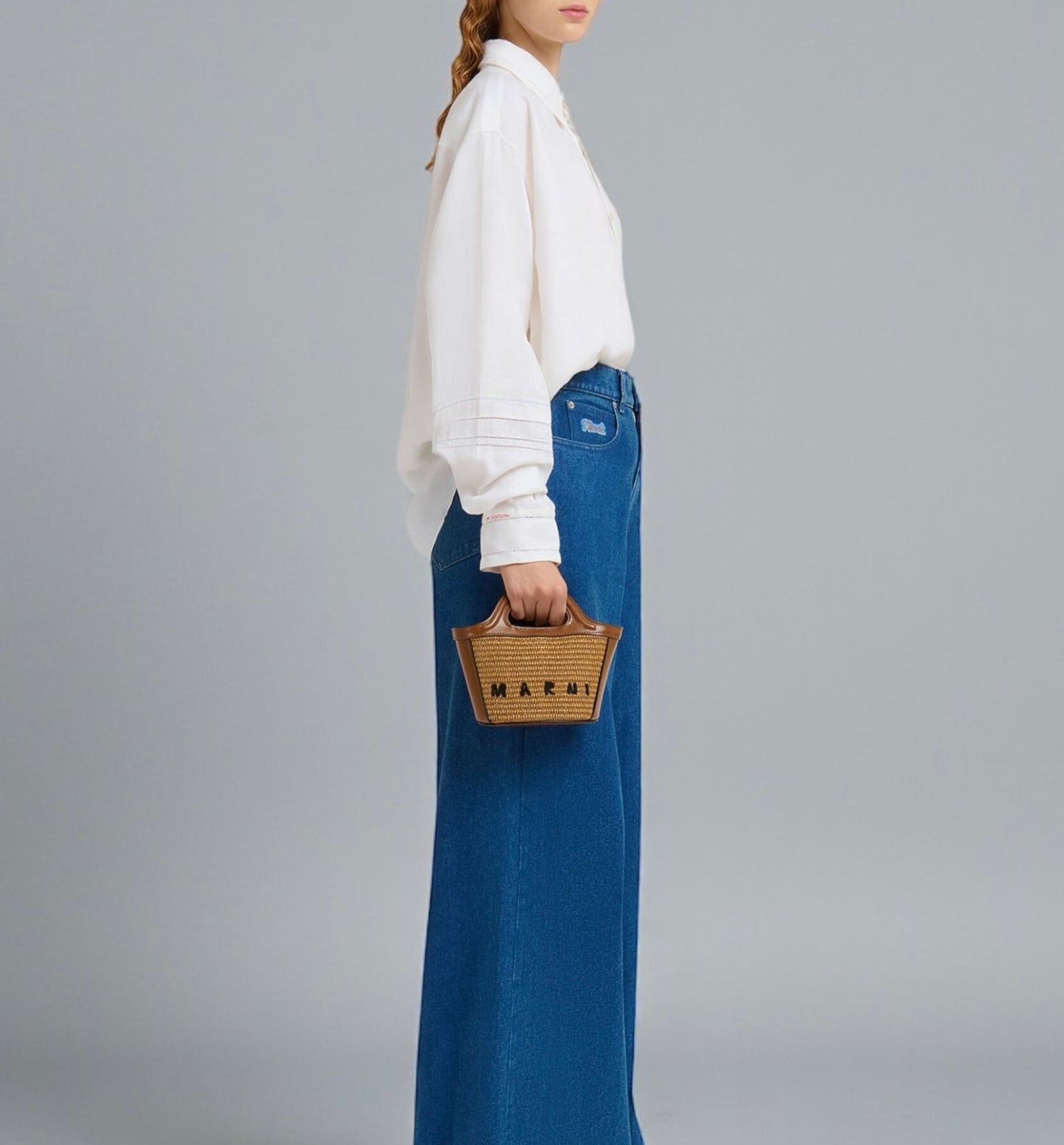 Marni Tropicalia Micro Bag in Brown Leather and Raffia