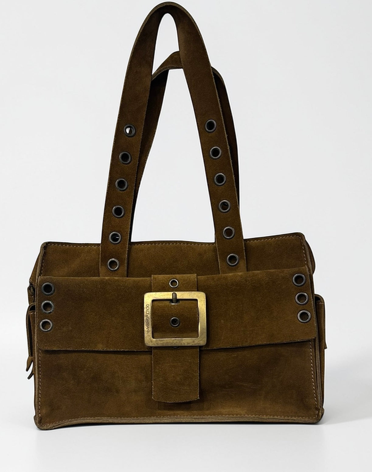 Dolce & Gabbana Buckle Suede Shoulder Bag |Early 2000s