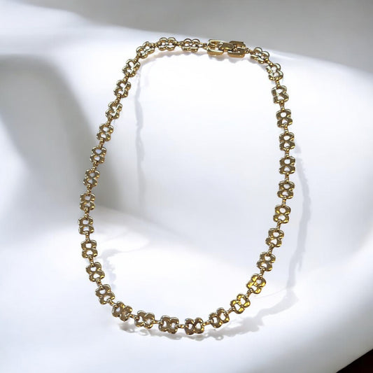 Vintage Givenchy Gold-plated Floral Link Necklace