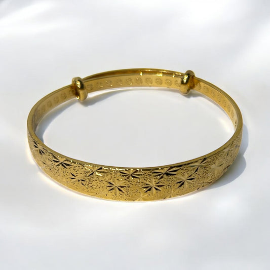Vintage Gold-Tone Engraved Bangle Bracelet