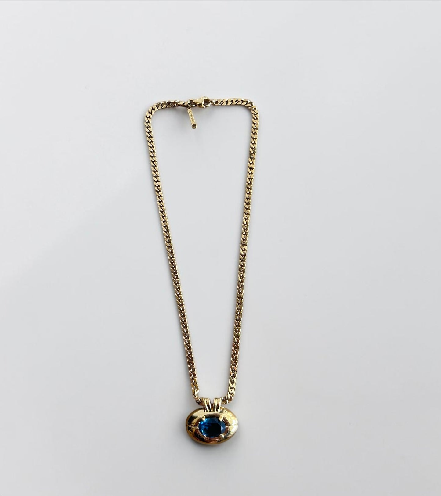 Vintage Nina Ricci Blue Crystal Pendant Necklace |1990s