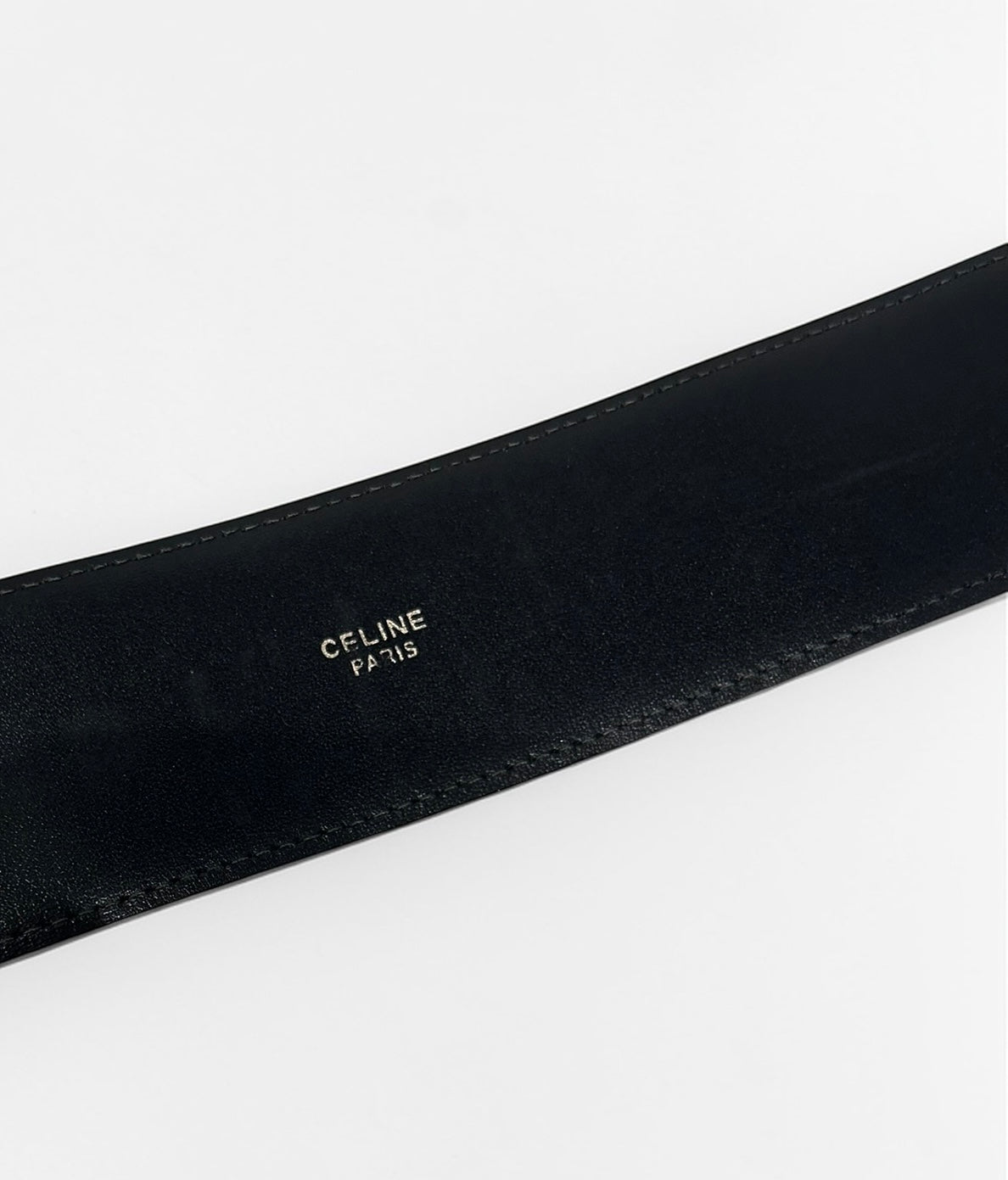 Vintage Celine Black Embossed Leather Waist Belt |1990s