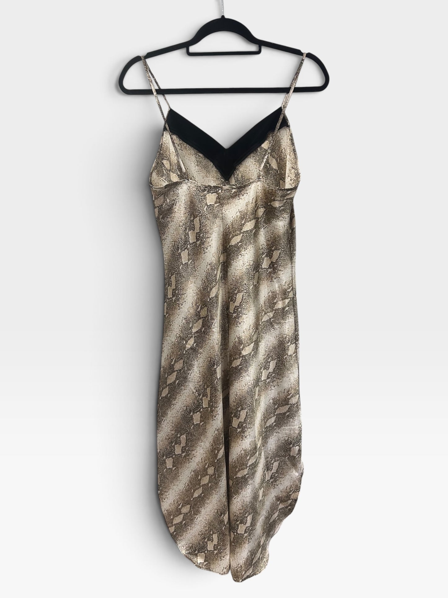 Vintage Maidenform Snake Print Satin Slip Dress | Early 2000s