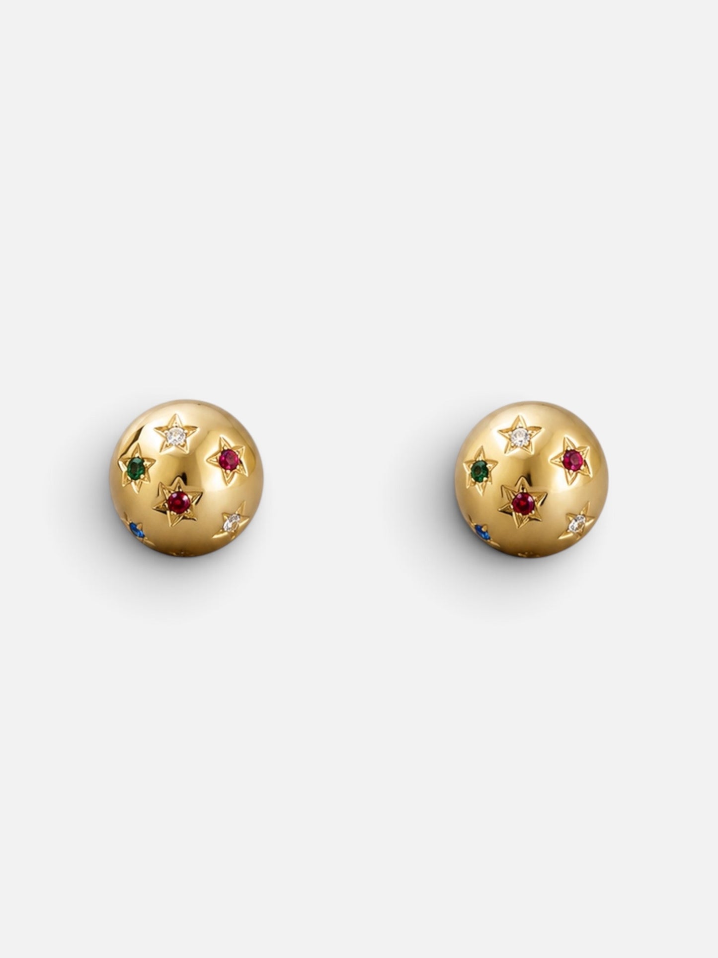 Vintage Gold Plated Star Cabochon Clip-On Earrings| 1980s