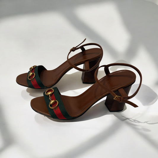 Gucci Brown Leather Horsebit Sandals