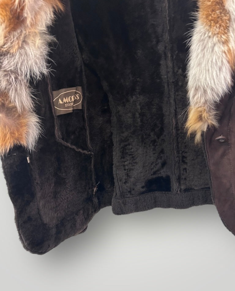 Vintage AMORESS Stockholm Suede Jacket with Fur Collar