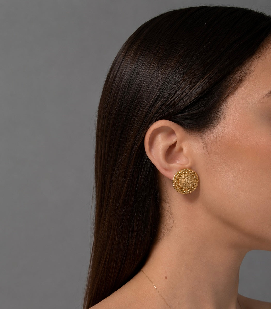 Vintage Gold Plated Rope Twist Clip-On Earrings | 1980s ￼