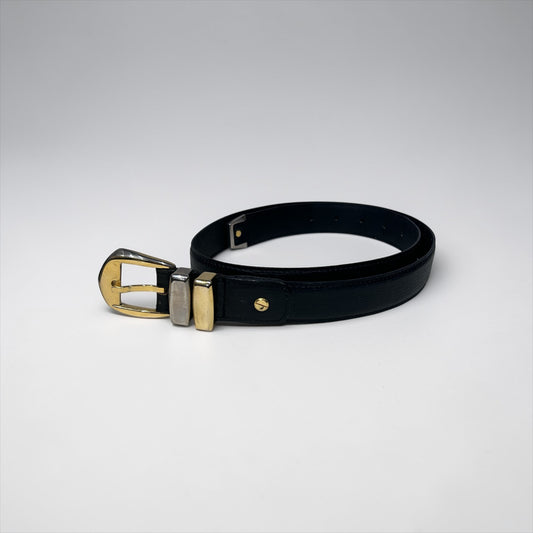 Vintage Gianni Versace Leather Belt with Two-Tone Hardware| circa late 1980s / early 1990s
