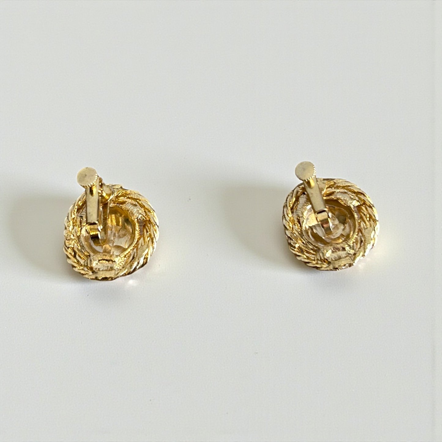 Vintage Gold Plated Rope Twist Clip-On Earrings | 1980s ￼